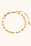 Elegant blue enamel floral handmade chain Bracelets stainless steel women's jewelry