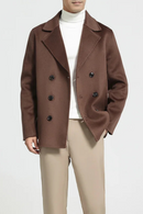 Short Wool Double-sided Coat Jacket Men's Suit Collar Loose Cardigan Autumn Winter Thick Warm Jacket