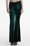 Women Gothic Gradient Slim fit Flared Pants Front Crotch Pleat Design Trousers