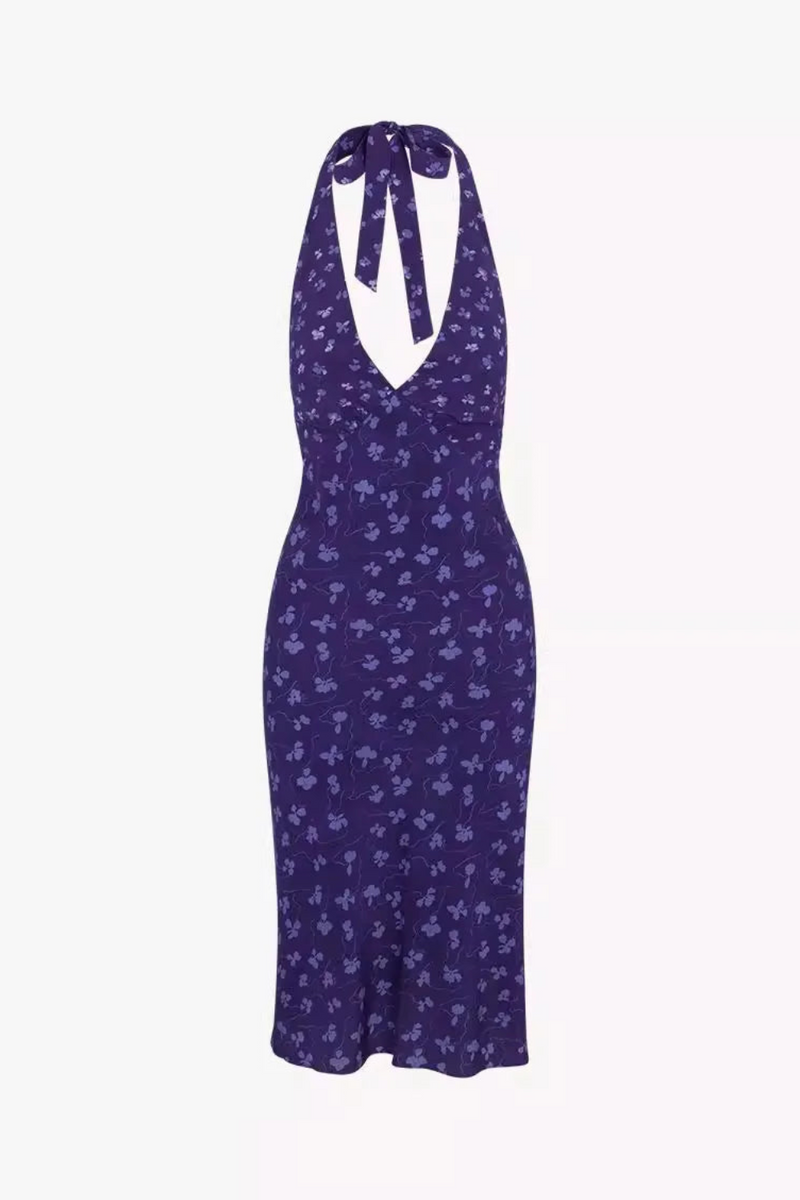 Women in Clover Halter Vibes Scooped Open Back Mini Dress