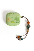 Handmade Ceramic Peach Charm Keychain Boho Bag Pendant Rustic Lucky Amulet