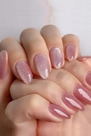 24pcs Pink Almond Press on Nails Simple False Nails Wearable Stick-on Nail Fake Nails