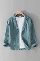 Spring Autumn Linen Blazer For Men Business Casual Buttons Thin Male Suits Jackets