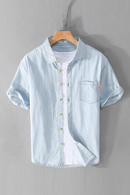 Summer short sleeved men's denim shirt versatile denim