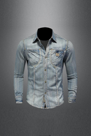 Men Handsome Casual Retro Style Denim Shirt Men Shirts