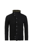 Men Sweater Cardigan Jacket Knitted Casual Coat Patchwork Stand Collar Warm Thick Warm Outwear Knitwear