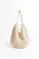 Handwoven Crochet Beach Bag for Woman Lightweight Knitted White Tote Handbag Summer