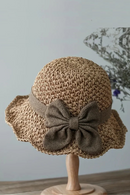 Elegant Sun Hat - Hand Woven with Vintage Ruffles and Bow Foldable Travel Beach Hat