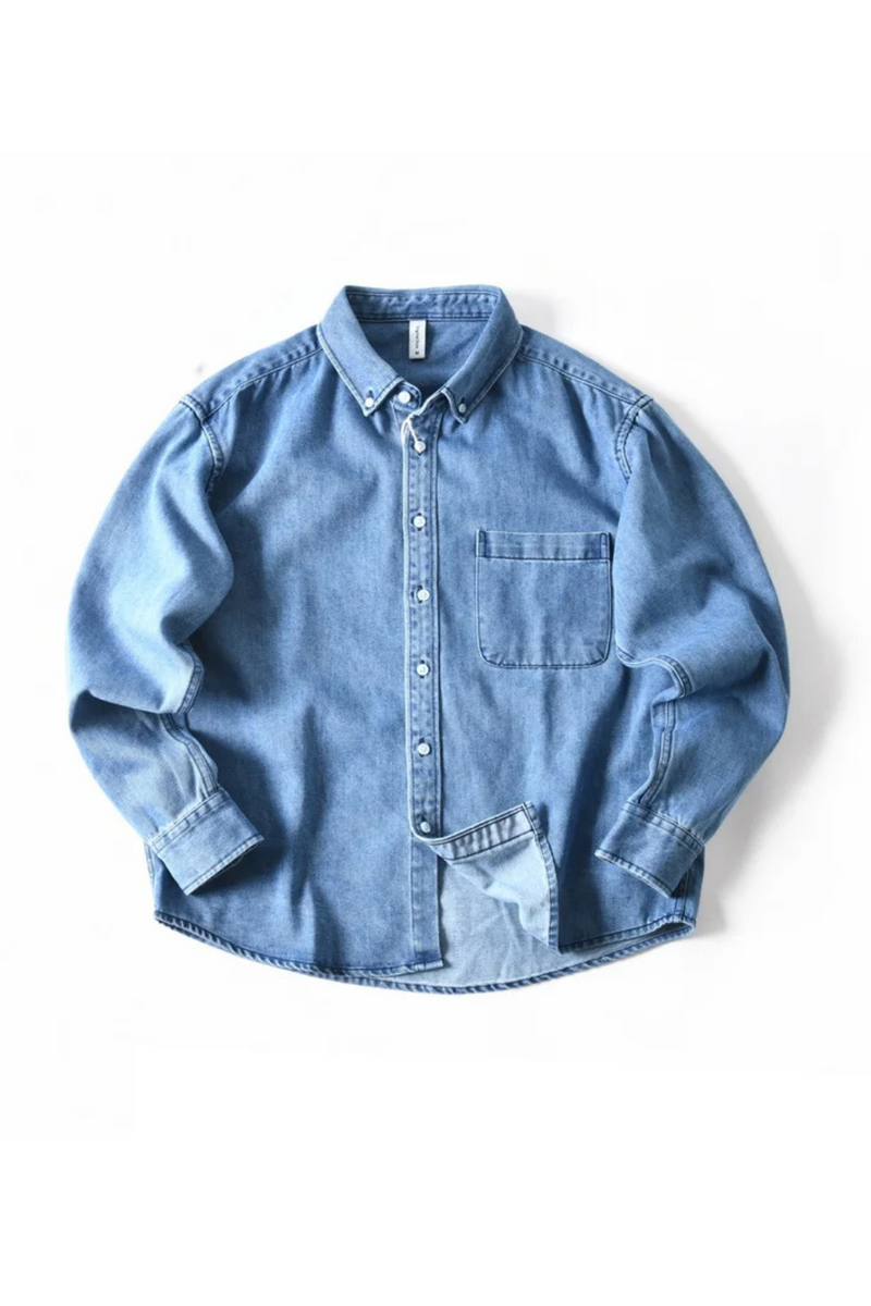 Casual Long Sleeve Denim Shirt for Men Workwear Shirt Jacket for Spring and Autumn