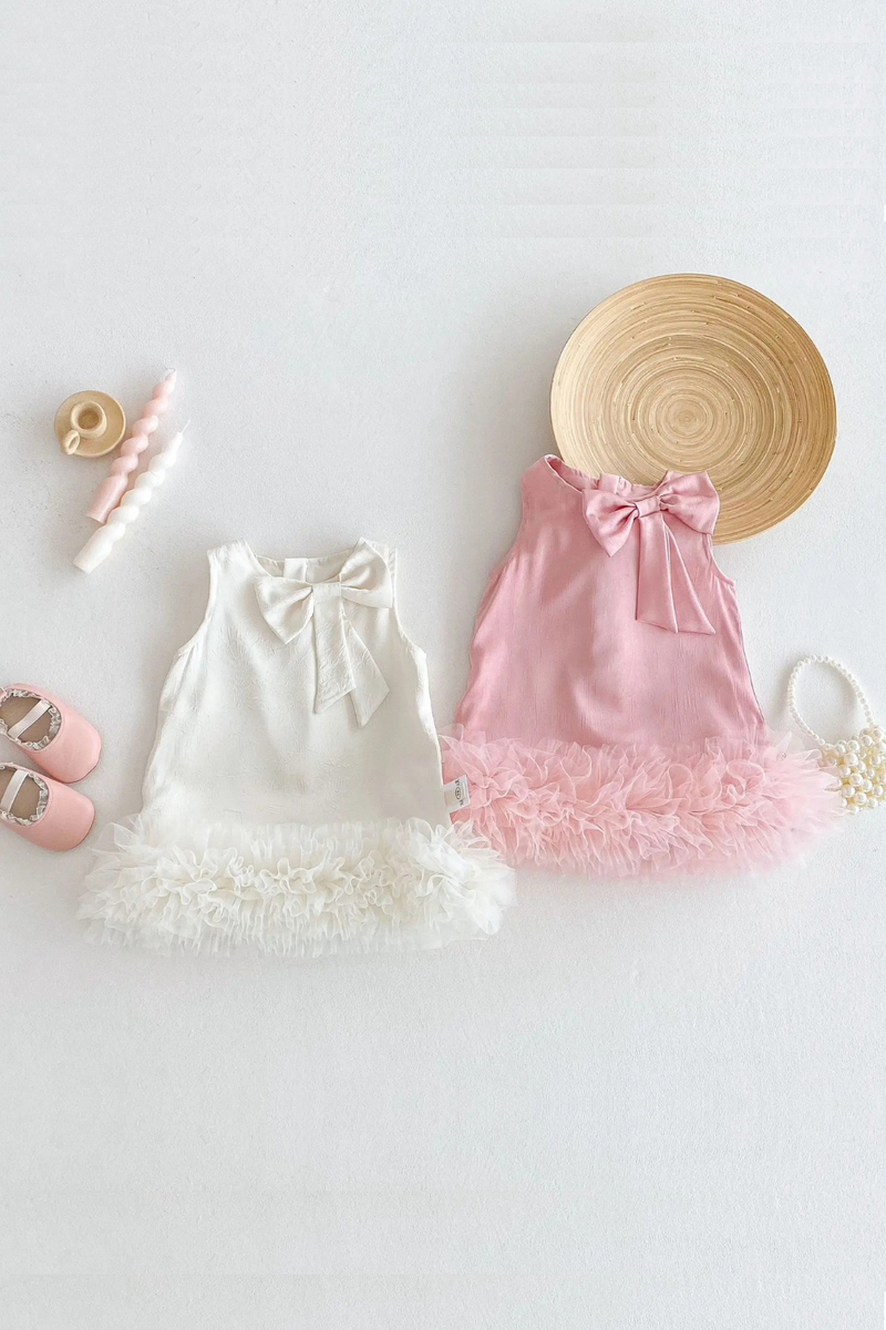 Girl Bow Princess Dress Summer Baby Girl Mesh Skirt Children Dress