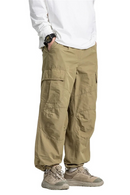 Spliced Cargo Pants Men Safari Wide Leg Jogger Pants Functional Trousers Men