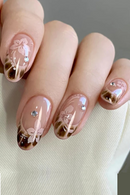 Pink Flowers French Rhinestone Nail Art Chic False Nails Detachable Finished Fake Nails Press on Nails