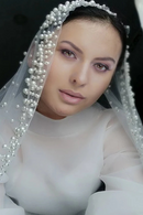 Bride Pearl Veil Woman Ivory White Wedding Accessories Wide One Floor Cathedral  custom made veil