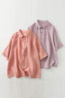 Linen Blouse Women Summer Shirts Casual Loose Soft Breathable Tops French
