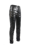 Men Leather Pants Glossy Night Club Dance Pants Faux Leather Motorcycle Trouser