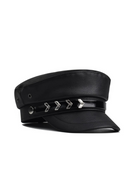 Leather Beret Versatile Belt Buckle Octagonal Hat Street Flat Top Hat