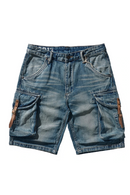 Summer American Retro Denim Cargo Shorts Men's Casual Multi Pocket