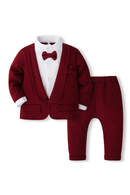 Spring Fall Boys Outfit Set Gentleman Suit Red Tie Coat Pants Newborn Clothes Baby Luxury Clothing