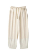 Women Patchwork Drawstring Straight Pants Waist Full Length Female Casual Chic Trousers