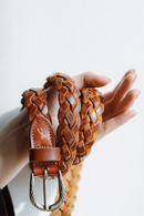Braided Belt for Women Leather Belt Simple Accessory Belts with 3 Strands of Weaving Craftsmanship