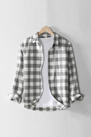 Spring Casual Plaid Shirts For Man Thin Lapel Loose Simple Soft Comfortable Breathable