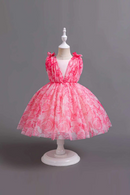 Girl Dress Princess Rose Floral Children Lace Wedding Birthday Party Dresses Summer Kids Clothes