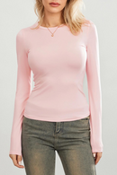 Women Spring Autumn Casual T-Shirts Long Sleeve Stretchy O-Neck Slim Fit Pullover Ladies Crop Tops Streetwear