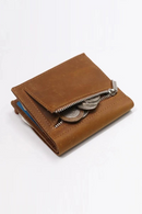 Genuine Leather Wallet For Men Male Short Bifold Small Slim Men's Zipper Coin Pocket