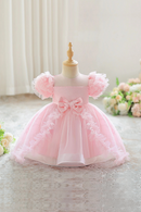 Elegant Flower Party Baby Girls Dress Toddler Pink Wedding Princess Prom Gown Bridesmaids