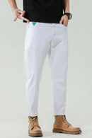 Men White Jeans Simple Casual Clothing Stretch Loose Trousers Pants