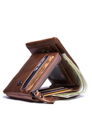 Genuine Leather Men Wallets Trifold Wallet Zip Coin Pocket Purse Leather Wallet For Mens
