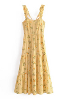 Summer Sweet Plaid Cute Fungus Long Dress French Sexy Slim Backless Chic Straped Dresses