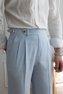 Striped Men Suit Pants Spring Summer Thin Italian Straight Casual Trousers Blue Trousers