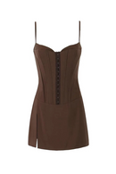 Summer Women Sleeveless Backless Hem Slits Sling Mini Dress