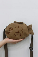 Fish Shape Canvas Messenger Bag Cute Embroidery Portable Zippered Small Purses Handbags Mini Crossbody Bag