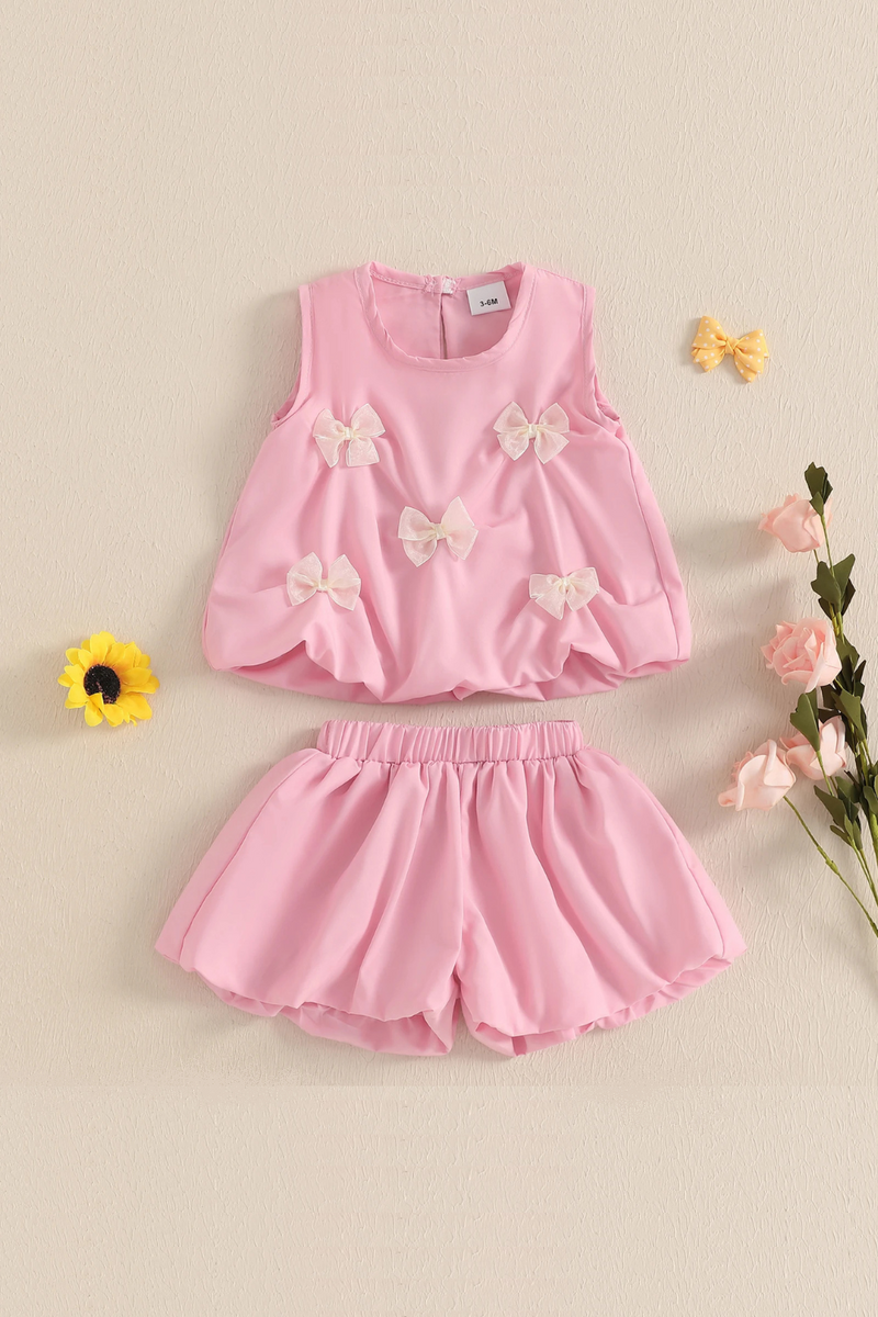 Summer Cute Baby Girl Shorts Outfits Princess Bows Sleeveless Tank Tops Toddler Clothes Set