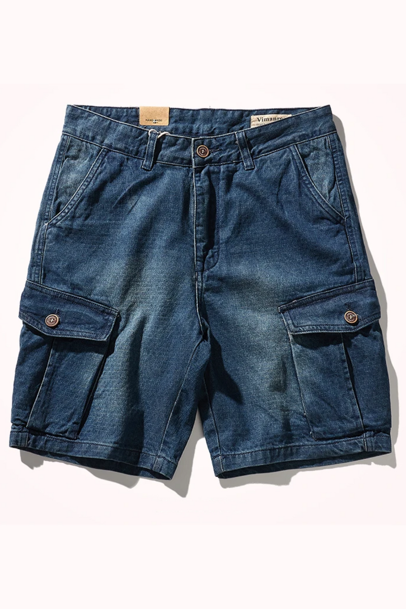 Summer American Retro Tooling Jeans Shorts Men's Washed Old Multi-pocketed Loose Casual Denim