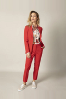 Elegant Red Women Suits Blazer Long Pants Peaked Lapel Loose Business Wedding Prom Dress