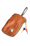 Original Leather Key Wallet for Men Short Handmade Holder Coin Purse Card Case Bag