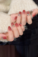 Handmade Rhinestone Wearable Nails Square Head Design Manicure Nails Full Cover Press