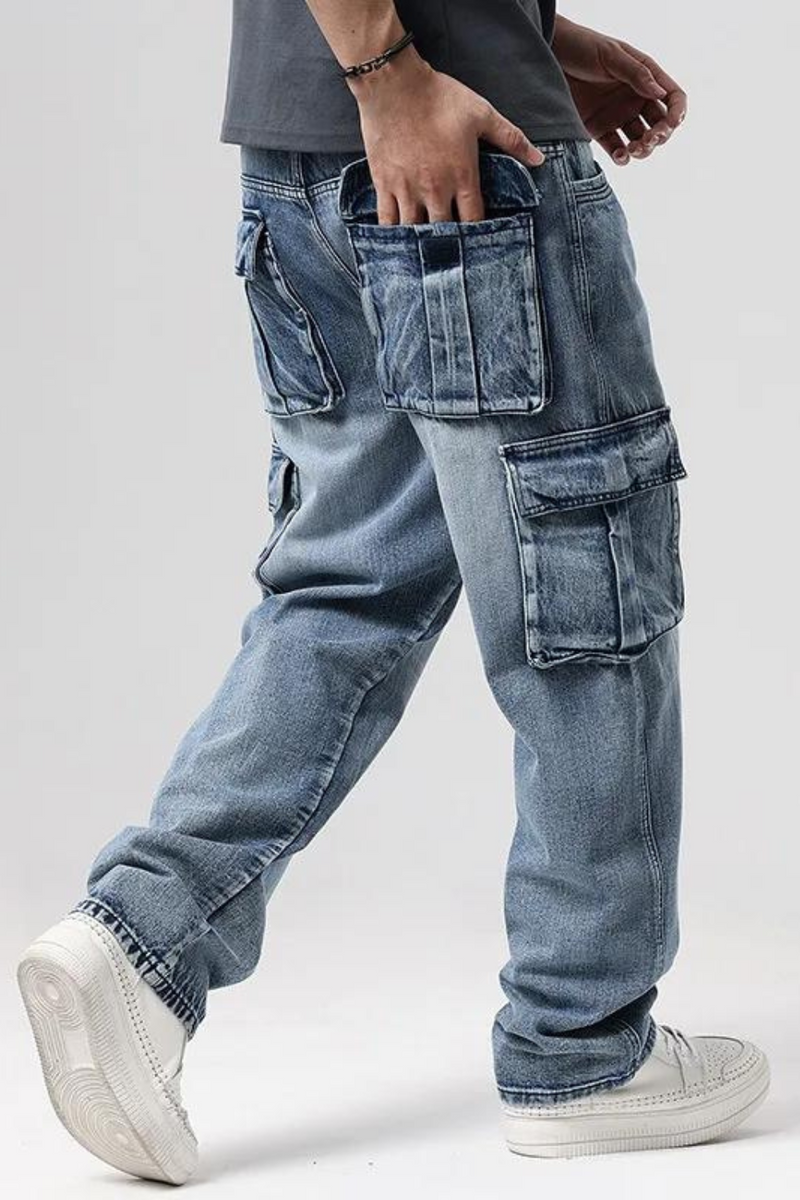 Men's Vintage retro Cargo pants work skateboard jeans mens jeans