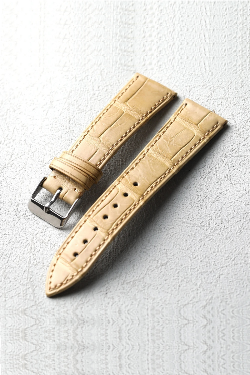 High end leather strap 18 19 20 22MM light yellow leather luxury watch chain soft and ultra-thin