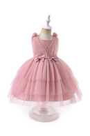 Bow Bridesmaid Girls Christmas Dress Tulle Birthday Party Wedding Kids Dress for Girls Princess