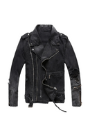 Men's zippers black denim jean biker jacket for motorcycle coat