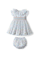 Baby Girls Dress Set Girl Smocked Floral Dress Kids Boutique Clothes Children Birthday Baptism Frocks