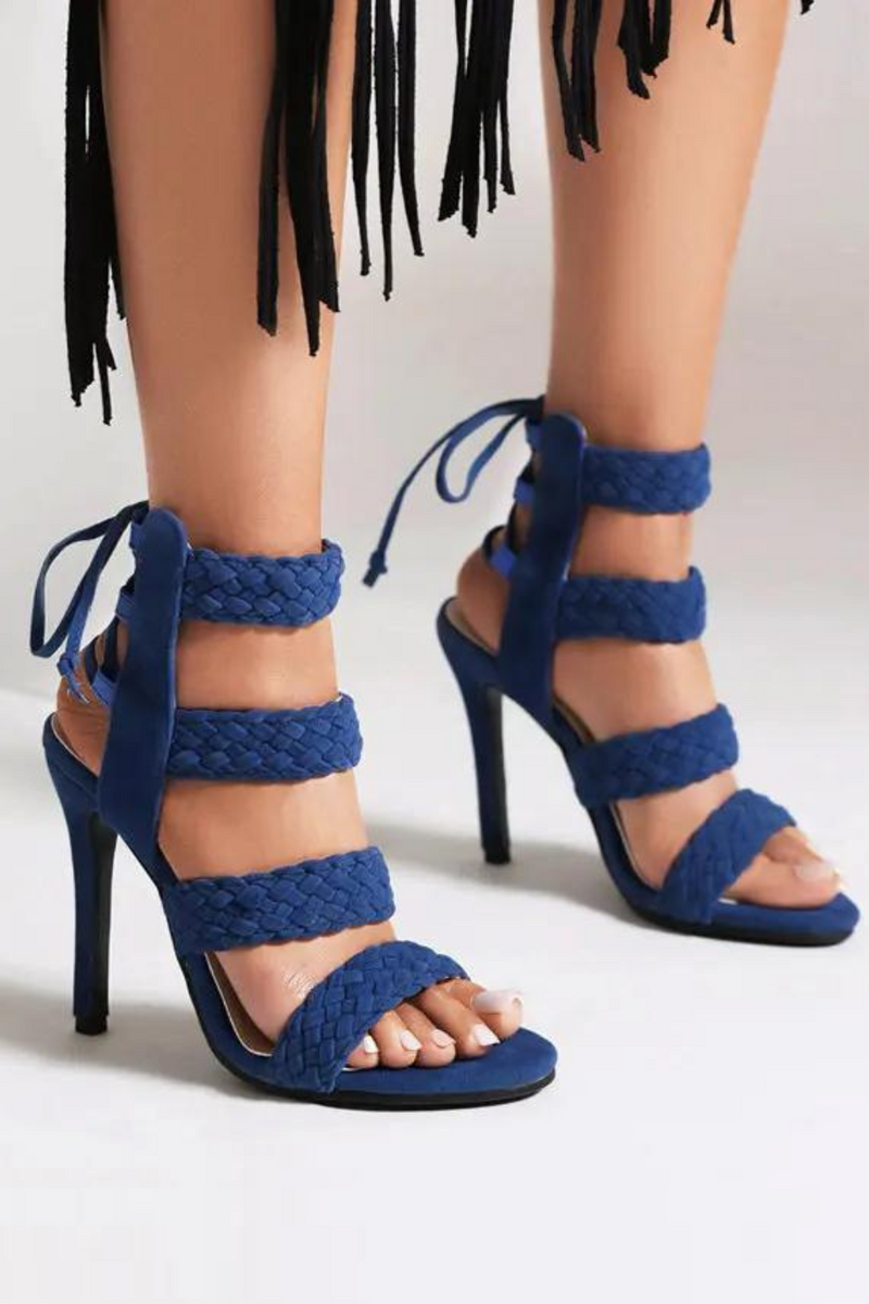 Ladies Sandals Open Toe Ultrahigh Thin Heels 11cm Lace Up Flock Suede Sexy Party Women Shoes Large Size 44 45 46 47 48