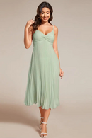 Elegant Evening Dresses Deep Neck Midi Dress