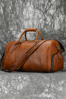 Vintage Men's Hand Luggage Bag Travel Bag With Shoe Pocket Genuine Leather Large Capacity Shoulder