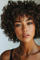 Short Kinky Curly Bob Human Hair Wig With Bangs For Women Hair
