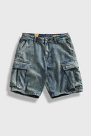 classic American cargo retro denim shorts men summer medium pants
